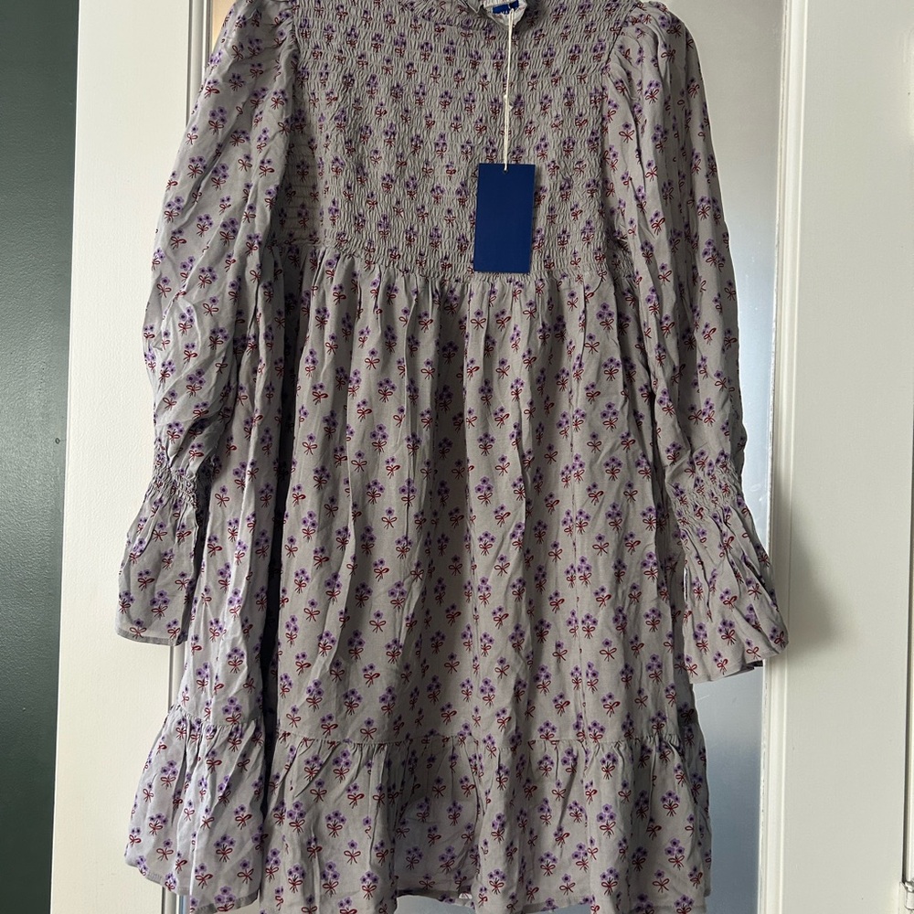 Maisonette Floral Dress in Purple and Gray